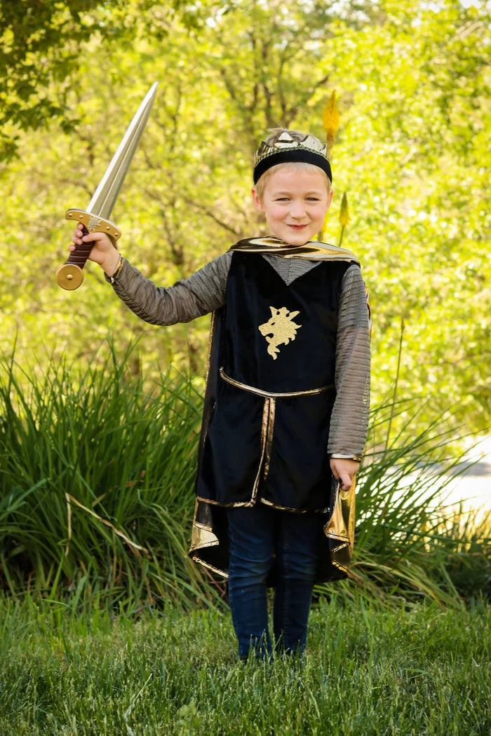 Tunica a Mantello Cavaliere d'Oro con Corona, Taglia 5-6 anni Great Pretenders