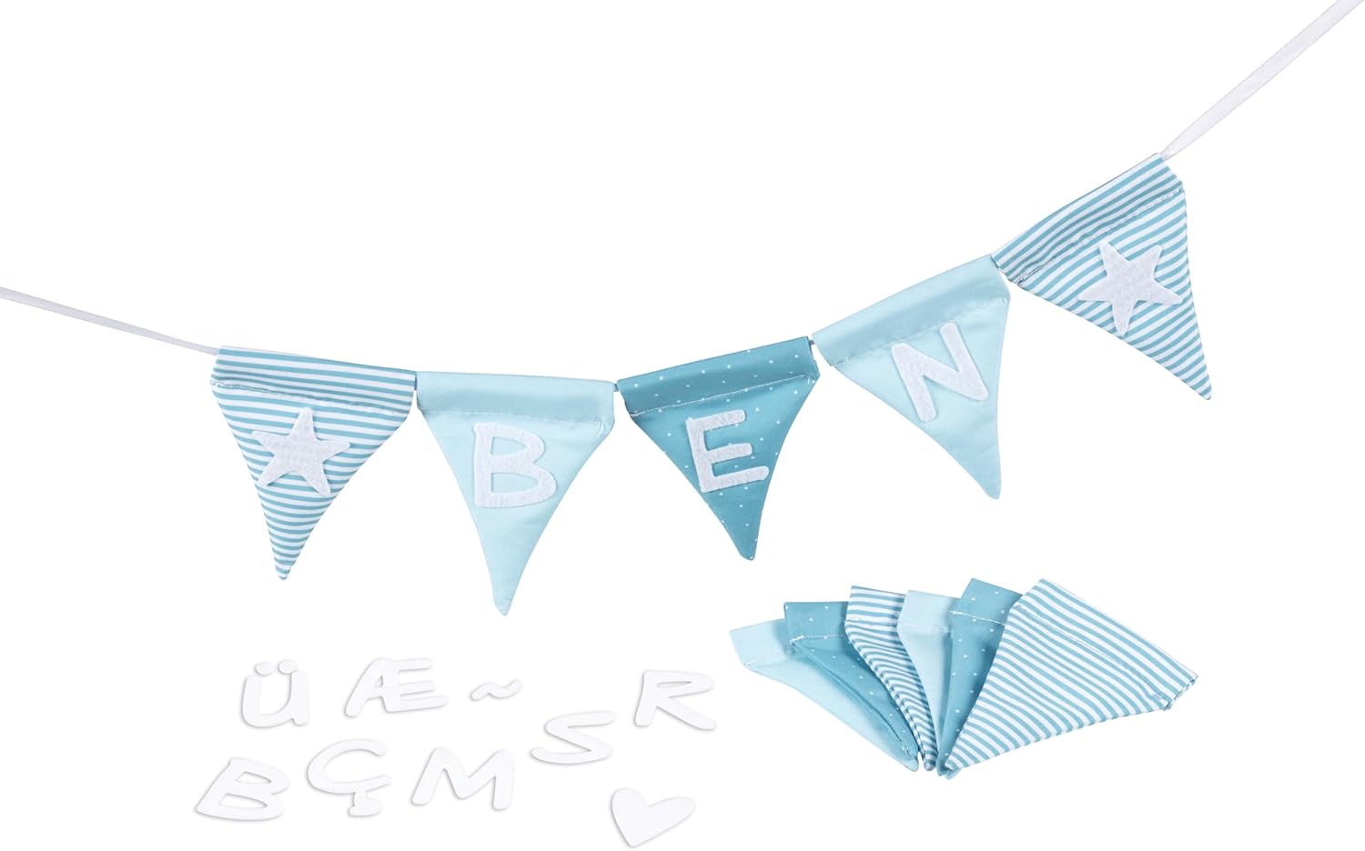 Striscione in cotone blu con 10 gargliardetti Goki