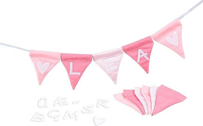 Striscione in cotone rosa con 10 gagliardetti Goki