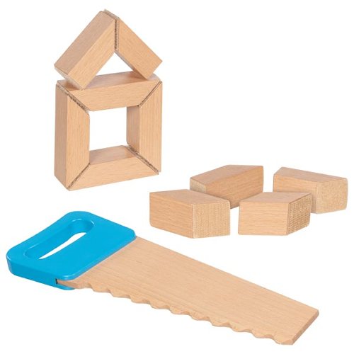 Mattoncini in legno con Velcro e sega