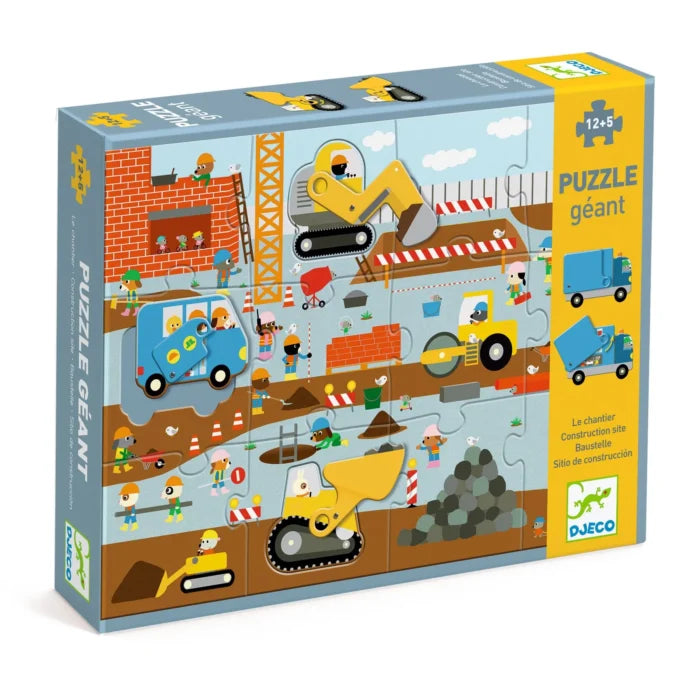 Puzzle gigante – Il cantiere, 17 pezzi – Djeco