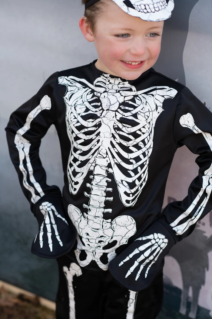 Maglia Scheletro Fosforescente con Pantaloni e Maschera, Taglia 5-6 anni Great Pretenders