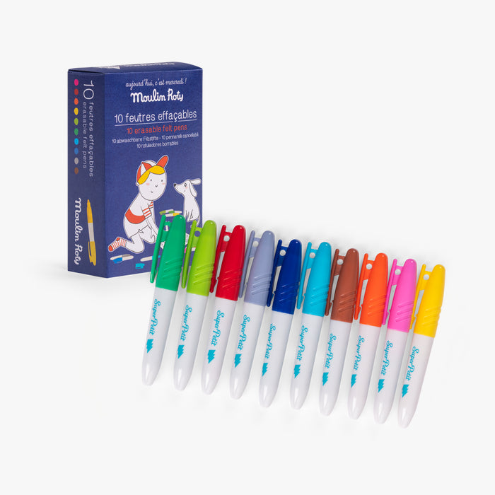 Set di 10 pennarelli cancellabili per silicone Aujourd’hui c’est mercredi - Moulin Roty