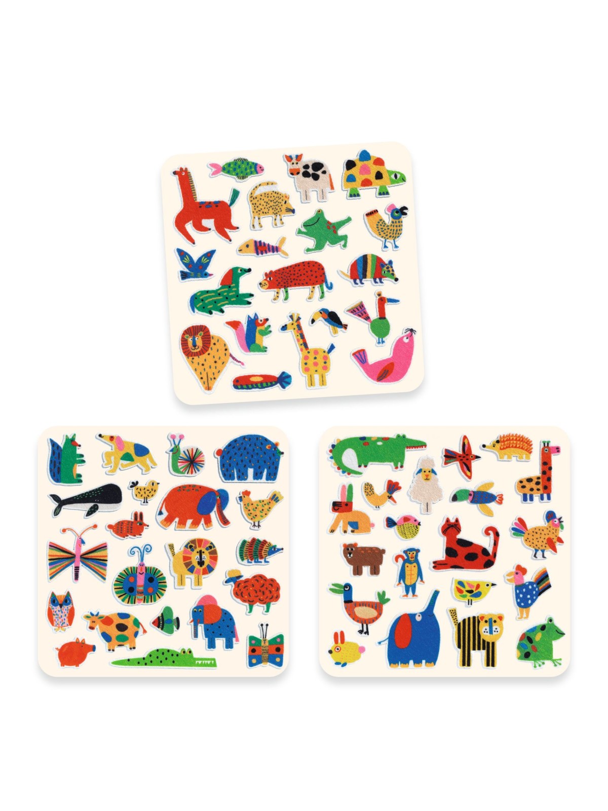 60 adesivi in feltro- Animali ovunque Djeco