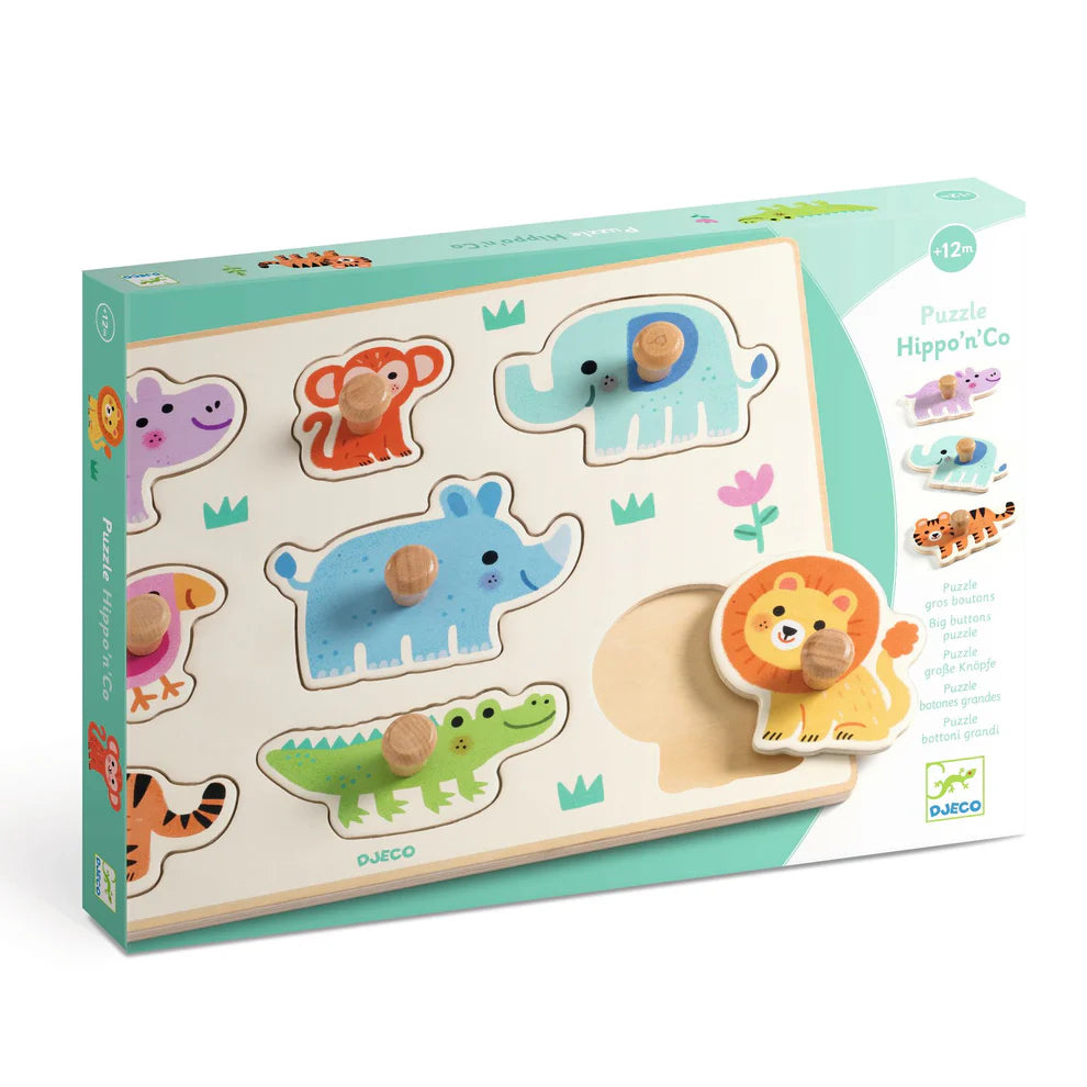 Puzzle con pomelli Hippo'n'co Djeco