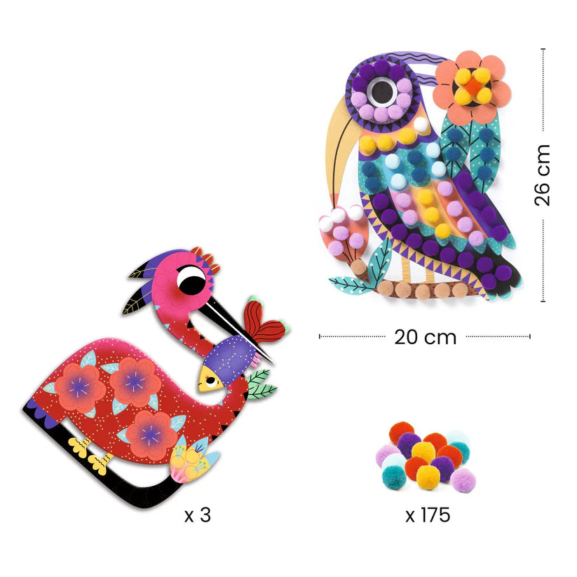 Pom-pom Collage Uccelli Djeco